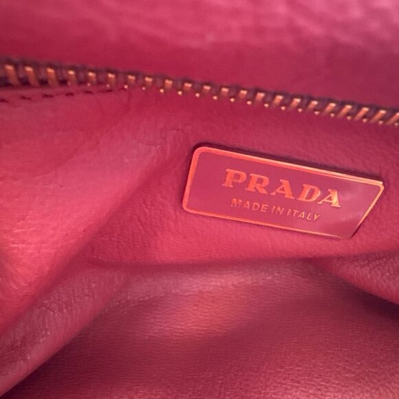 PRADA Tan Pitone-Trimmed Tessuto Frame Bag - Picture 4 of 6